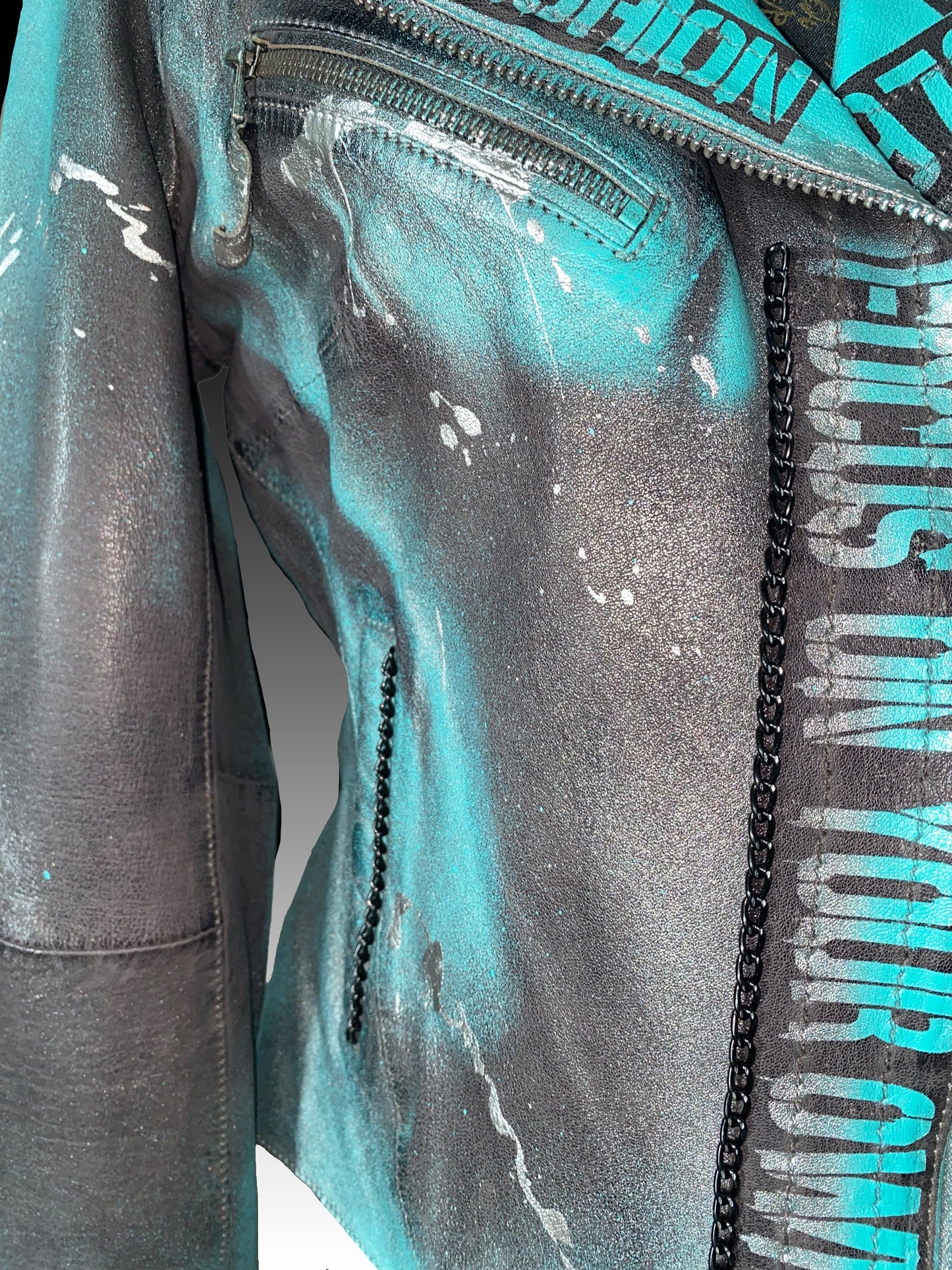 Turquoise - leather jacket