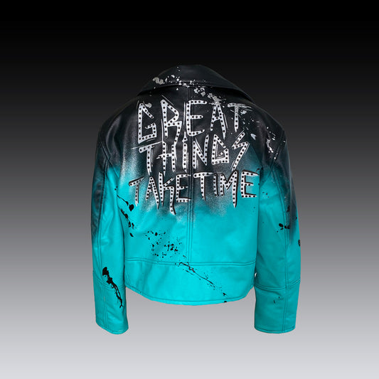 Great Things Take Time - leather jacket